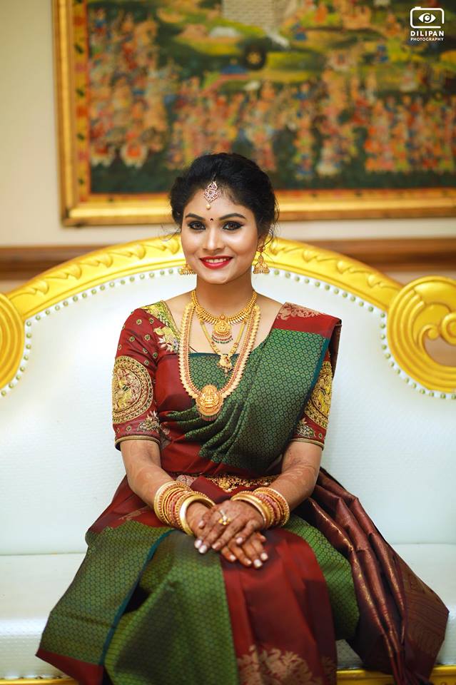 Green with Brown Kancipuram Silk Saree