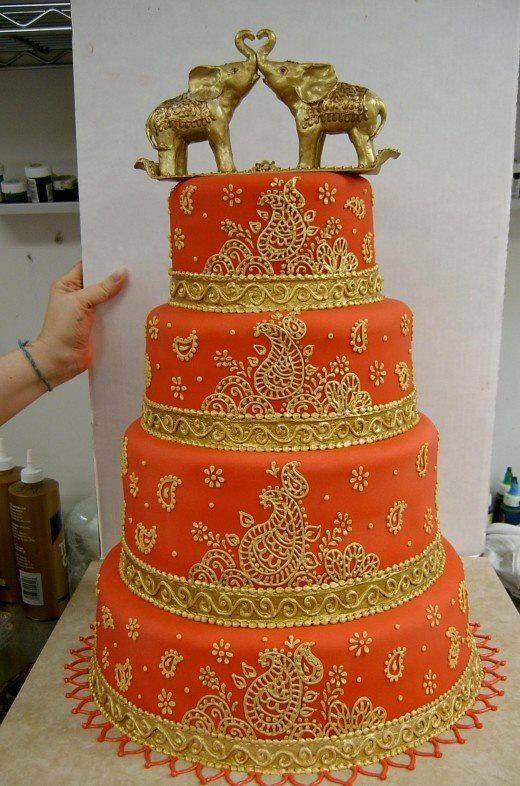 Two Elephant Henna Wedding Cake