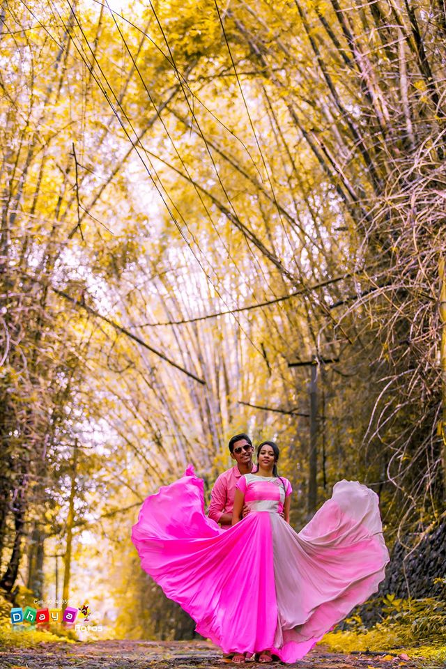 Pink with White Bridal Gown