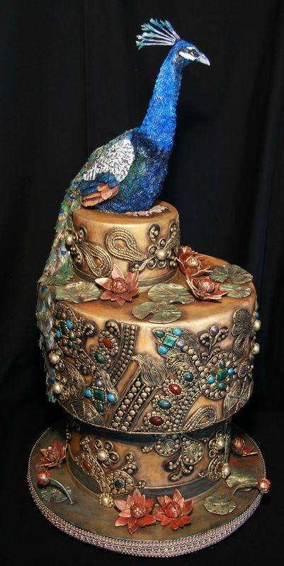Three tier exclusive Peacock Wedding cakes