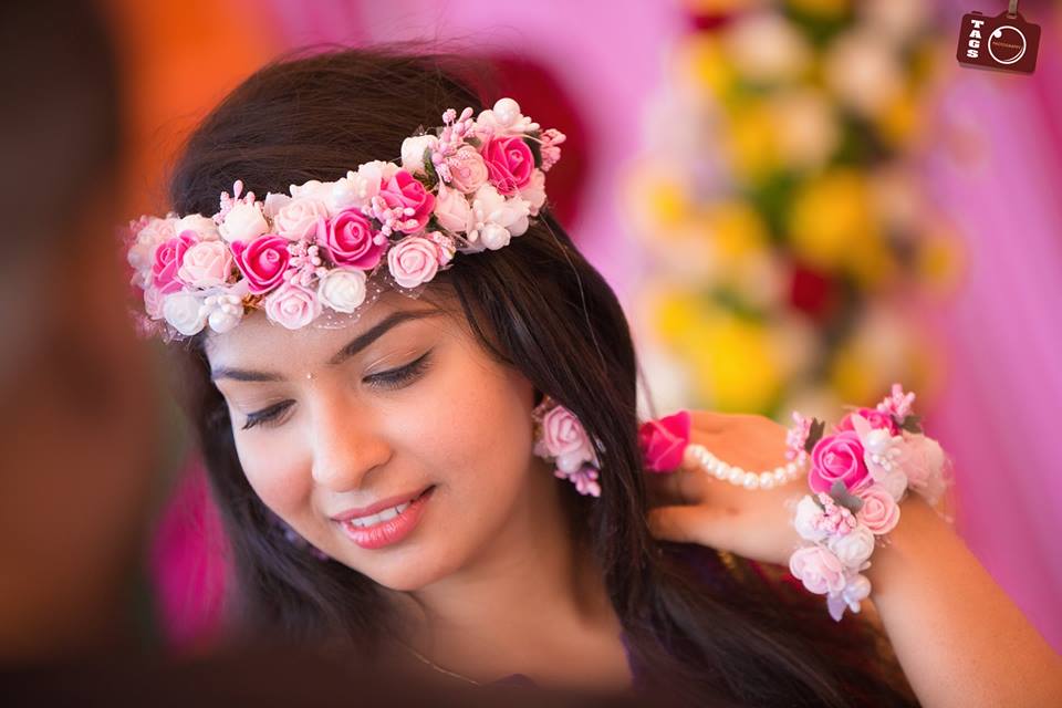 Pink Roses bridal garland 