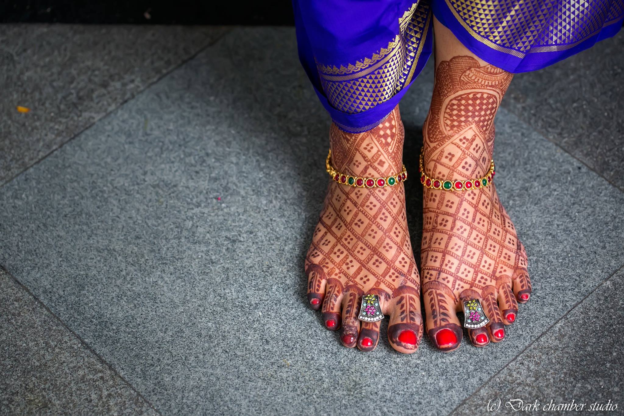 Green and red kundan stone Anklet