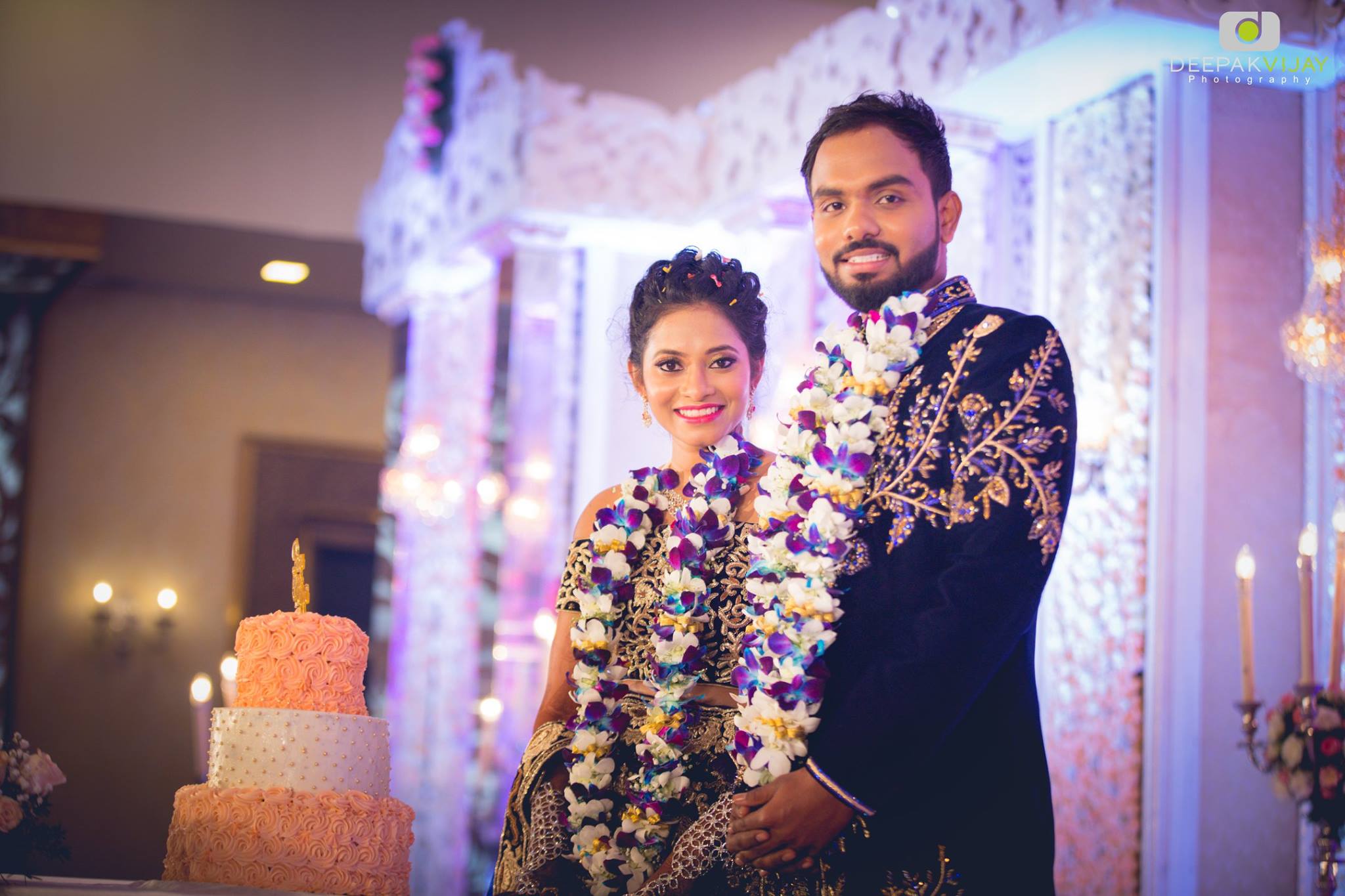 White with Violet Orchid Wedding Garland