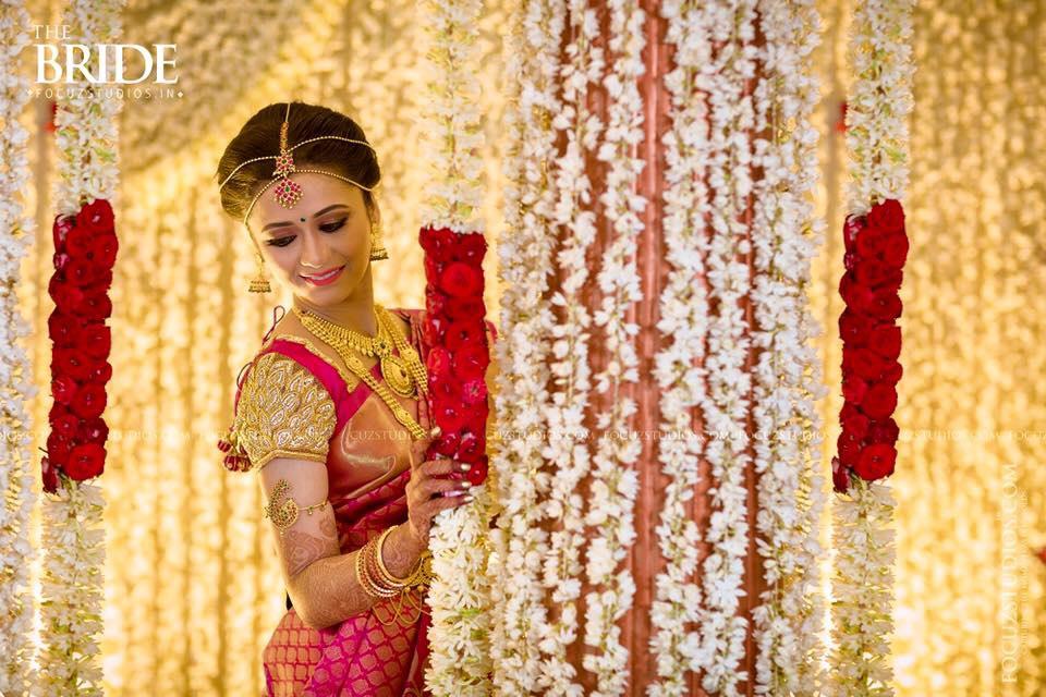 Grand Pink saree with Bead Aari work blouse 