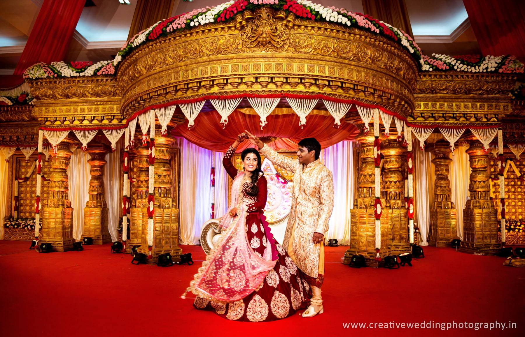 Red Lehenga with Netted Shall 