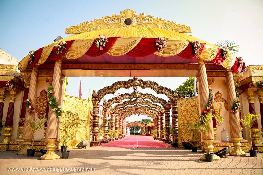 Yellow with red pathway decoration