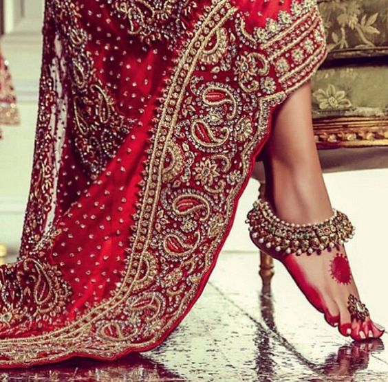 Antique Anklet for Red Lehenga