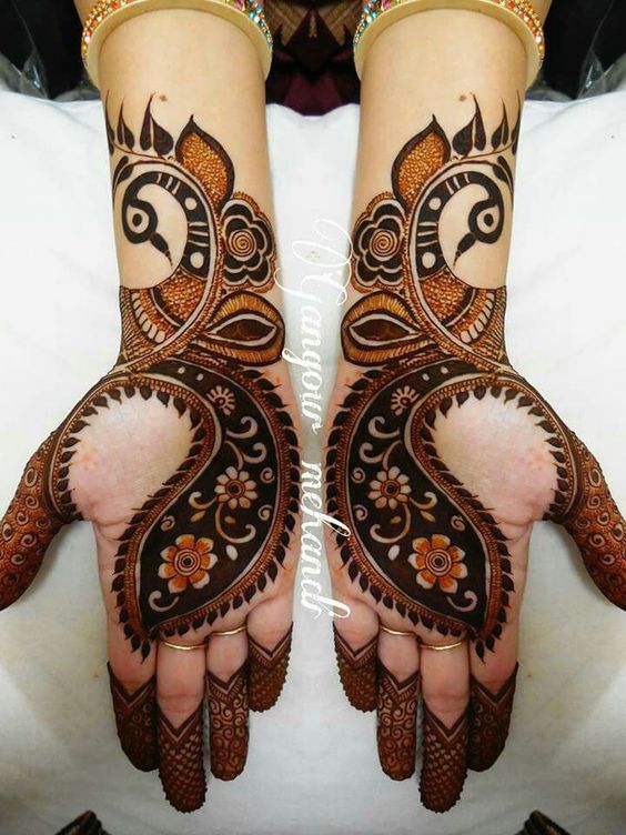 Fish and peacock Arabic Mehndi Design