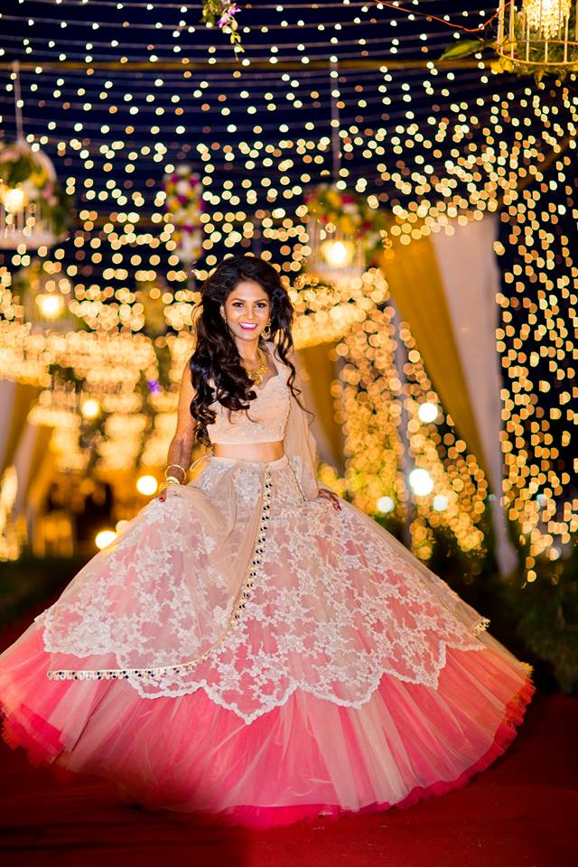 Astonishing Bridal Pink with White Lehnga