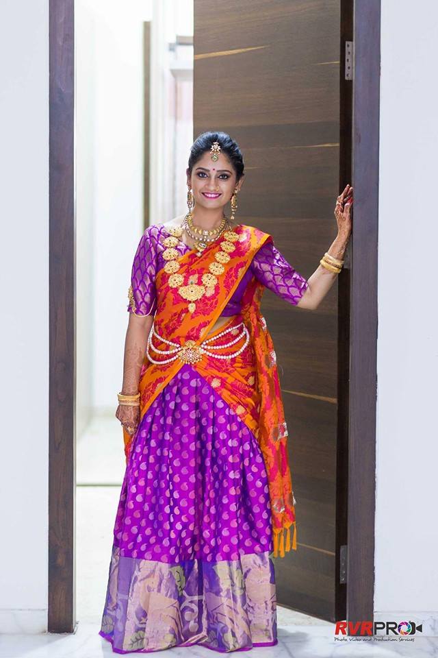 Orange with Violet Half saree