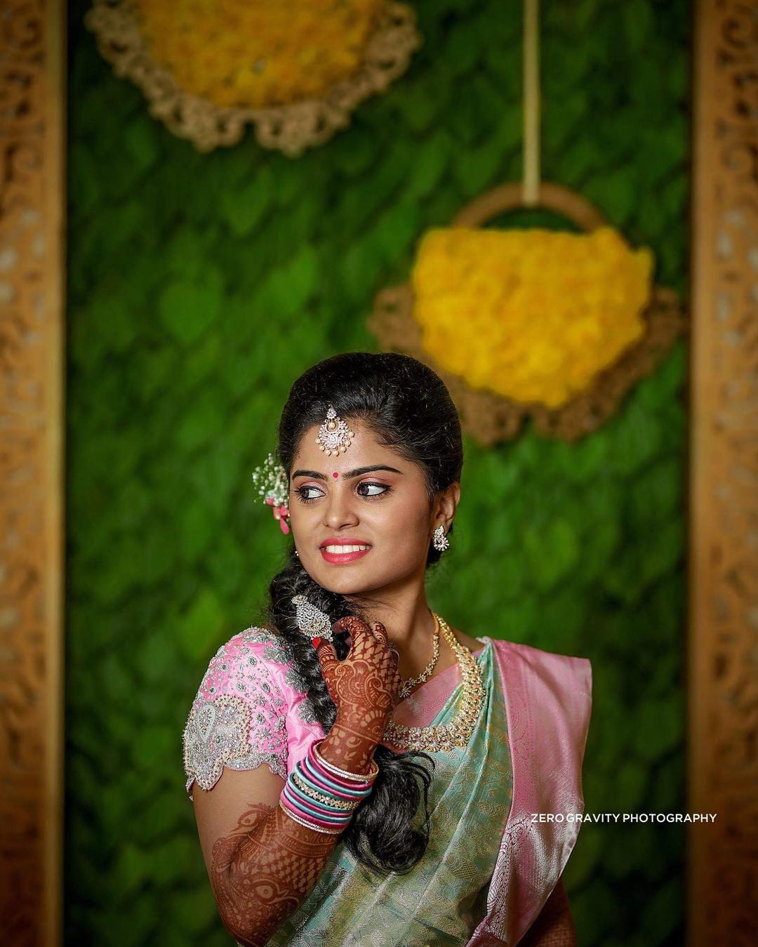 Silver grey silksaree with Pink Border