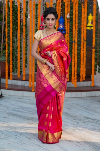 Gorgeous Pink Kancivaram saree 