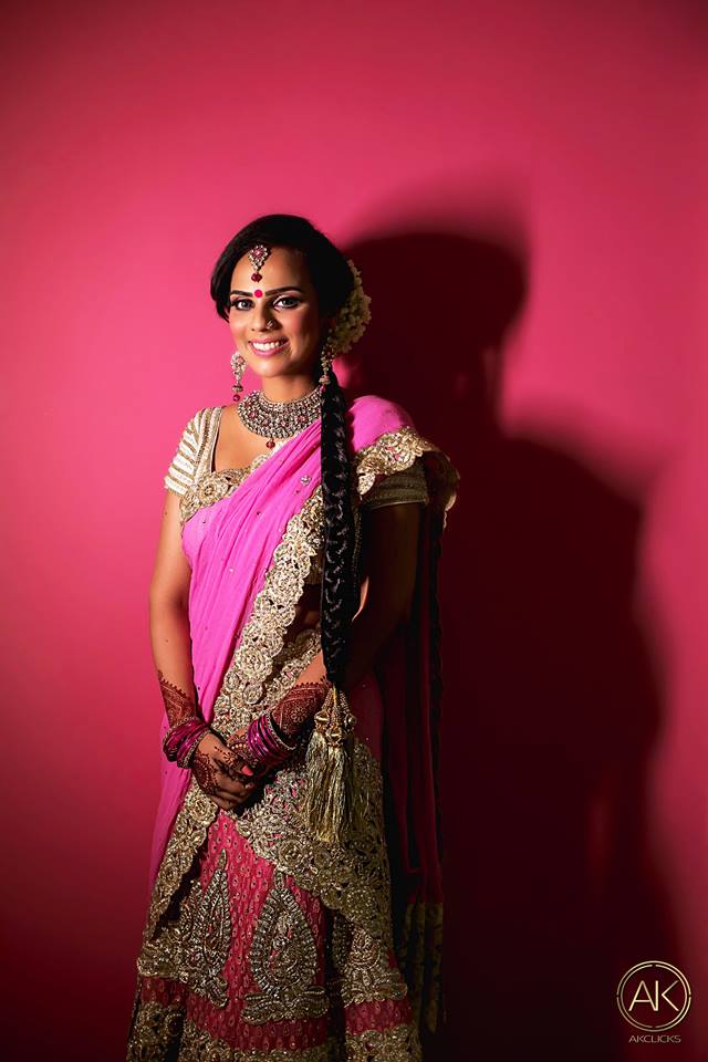 Pink with Gold half saree