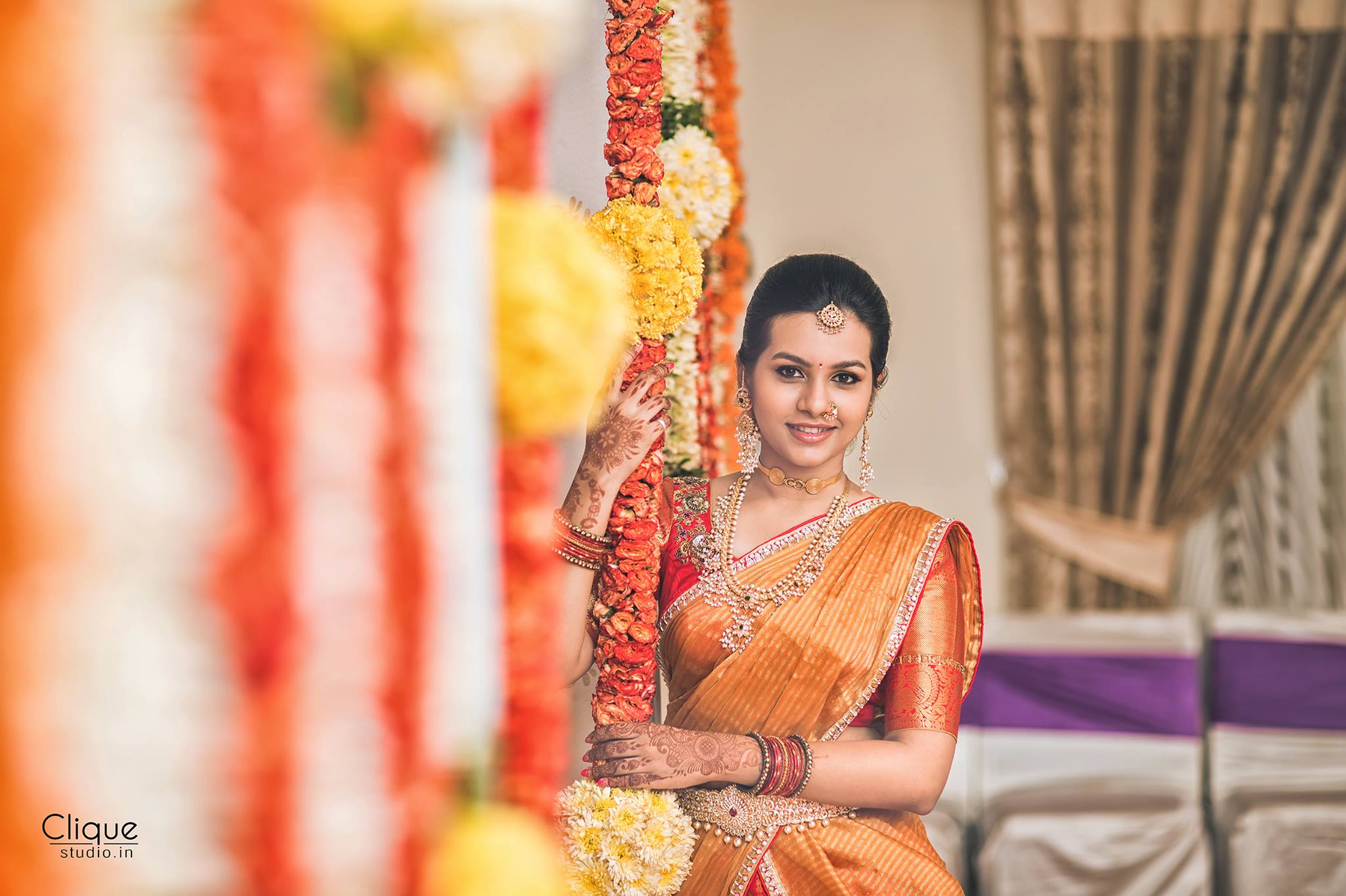 Orange Half saree lehnga 