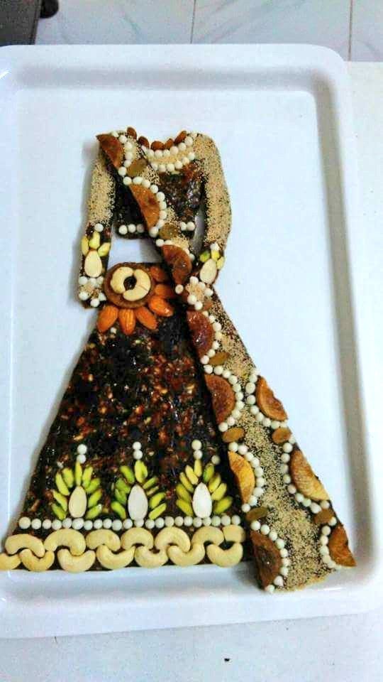 Bride Dress Decoration With Dry Fruits