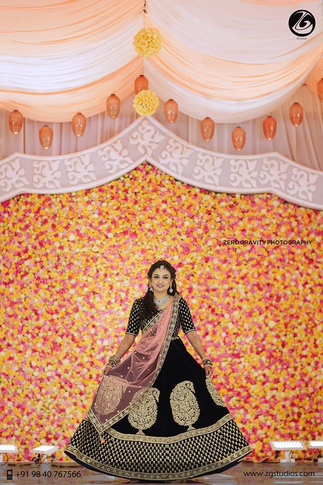 Black lehnga with pink 