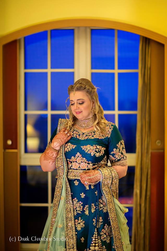 Blue with gold bridal lehnga 