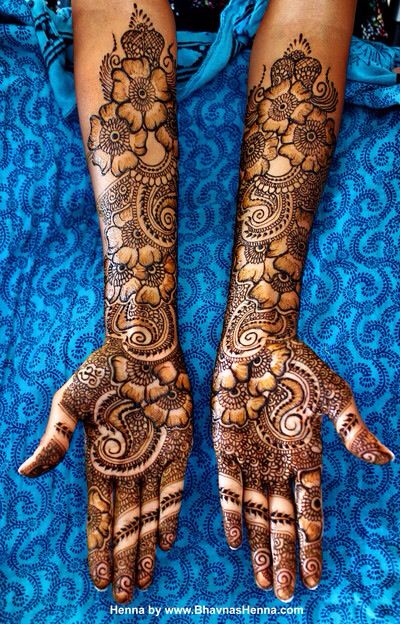 Flower and Mango Bridal Mehndi design