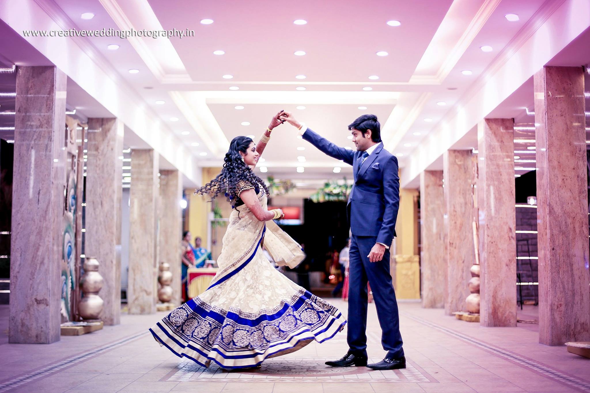 White with royal Blue Bridal Lehenga