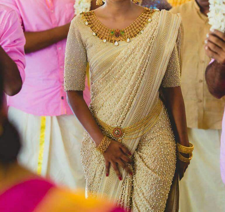 Cute Pearl Designer Saree 