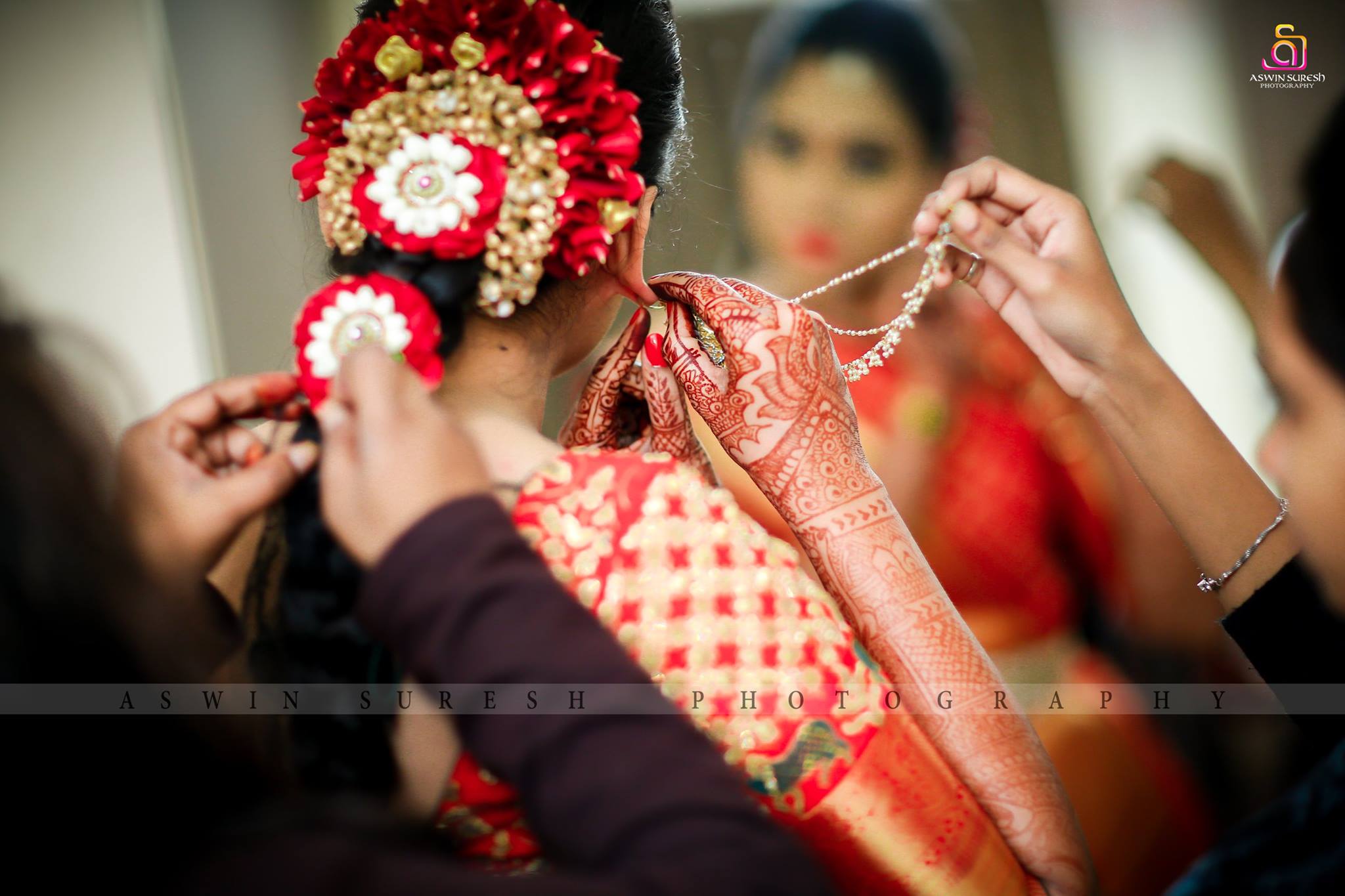 Hair dressing for a red bride