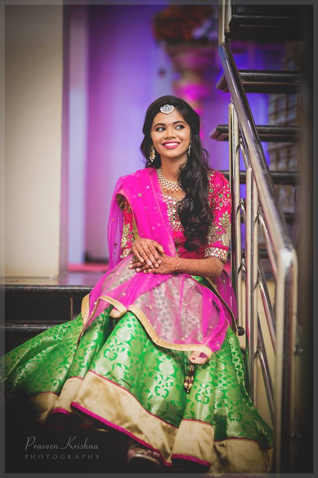 Exclusive Bridal Pink green Lehnga