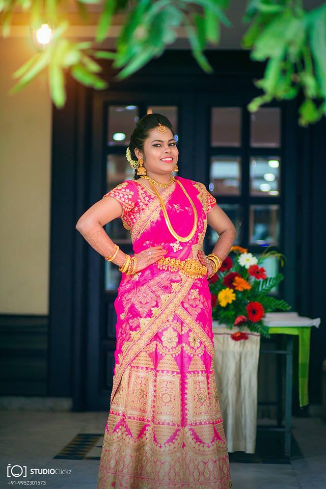 Pink heavy half saree 