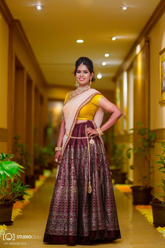 Brown with beige color Lehnga