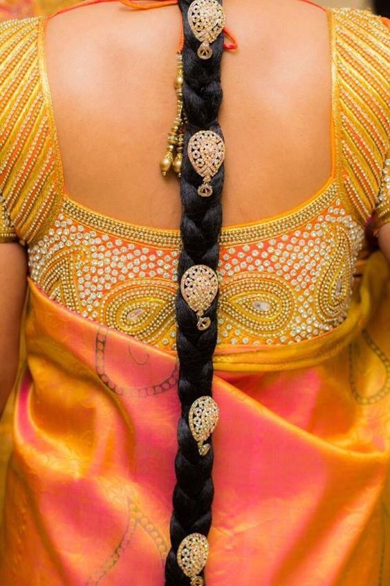 Mango stone with bead work blouse back design