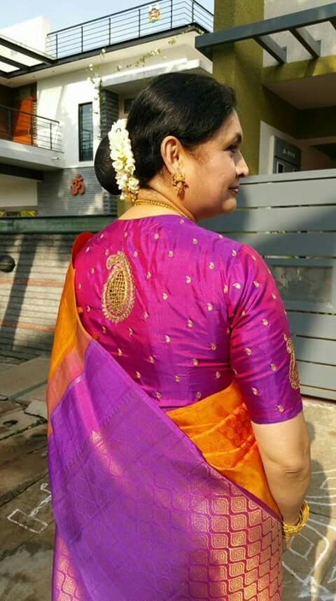 Close neck blouse with Mango work 