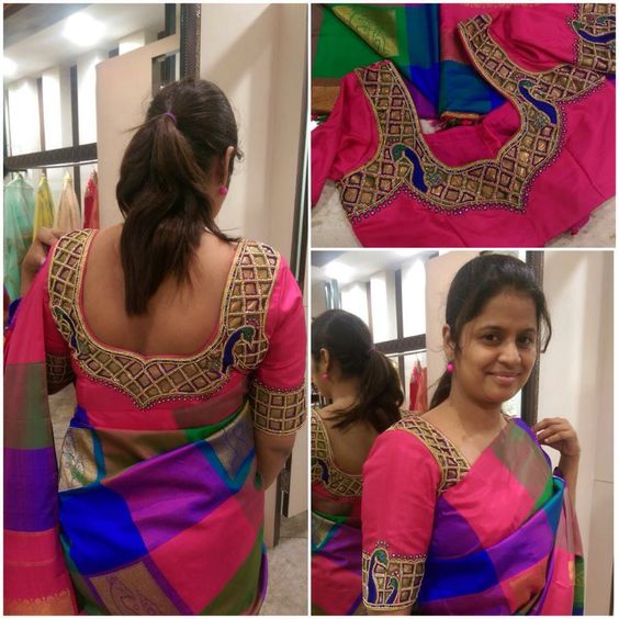 Peacock with cut work blouse