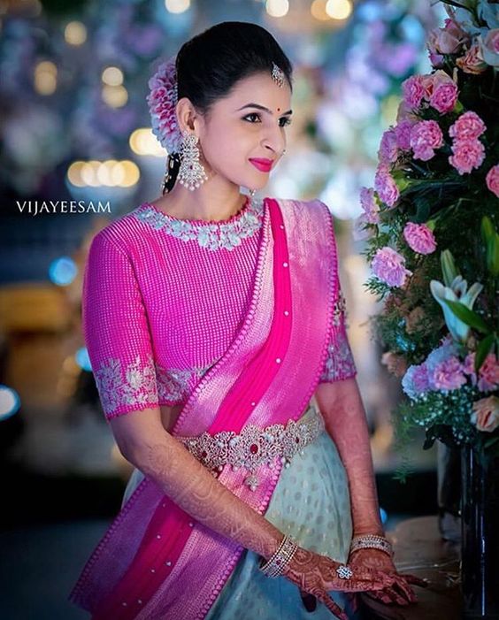 Pretty pink designer saree 