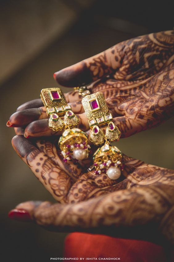 Ruby stone wedding ear ring