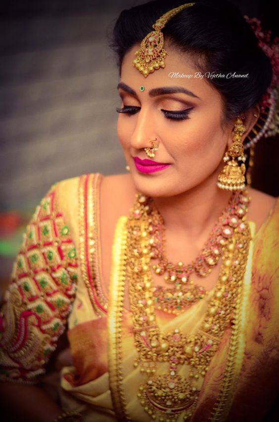 Golden pink bridal eye Makeup