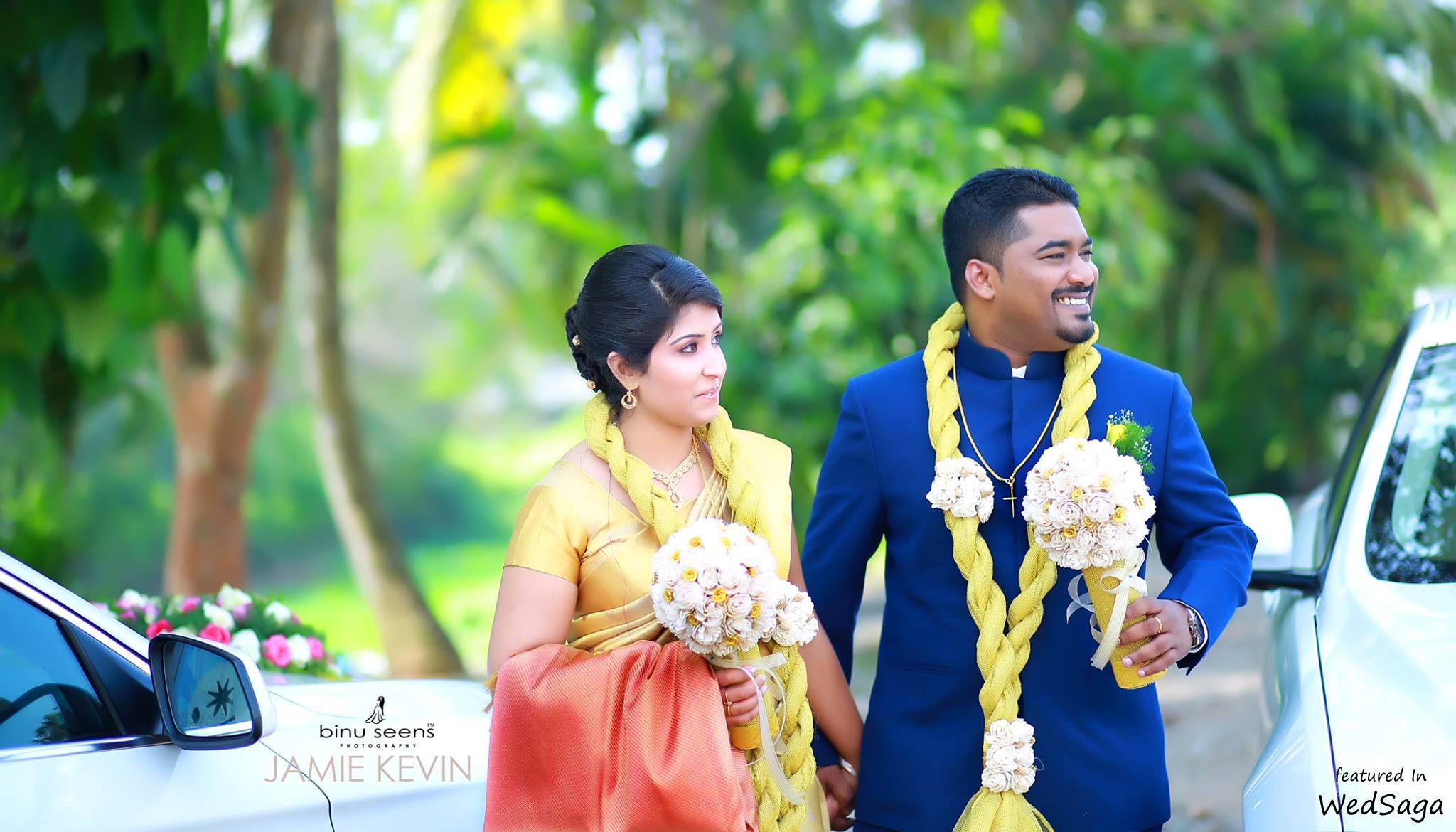 Exclusive yellow thread with white Rose wedding garland