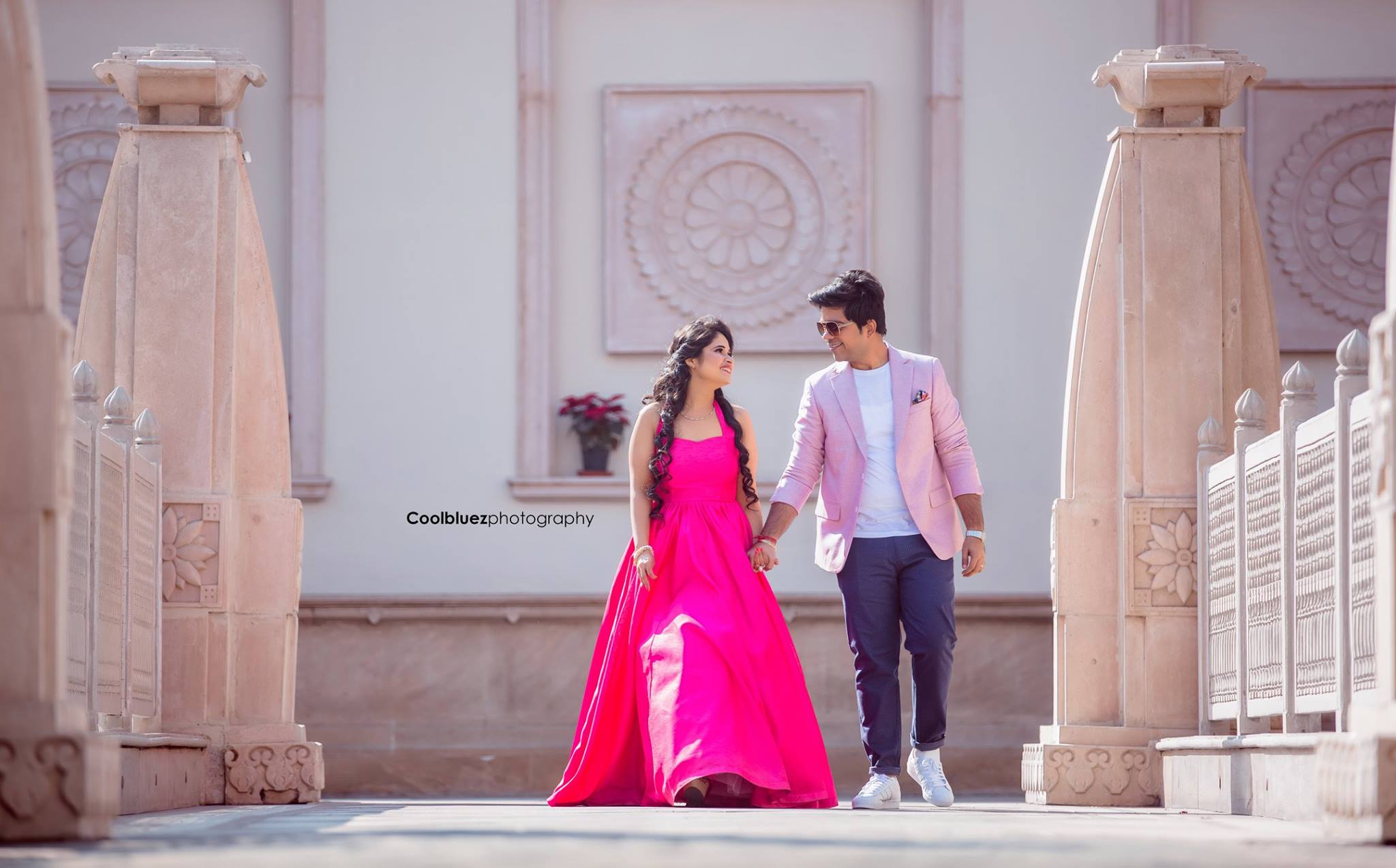 Simple and Cute Dark Pink Bridal Gown