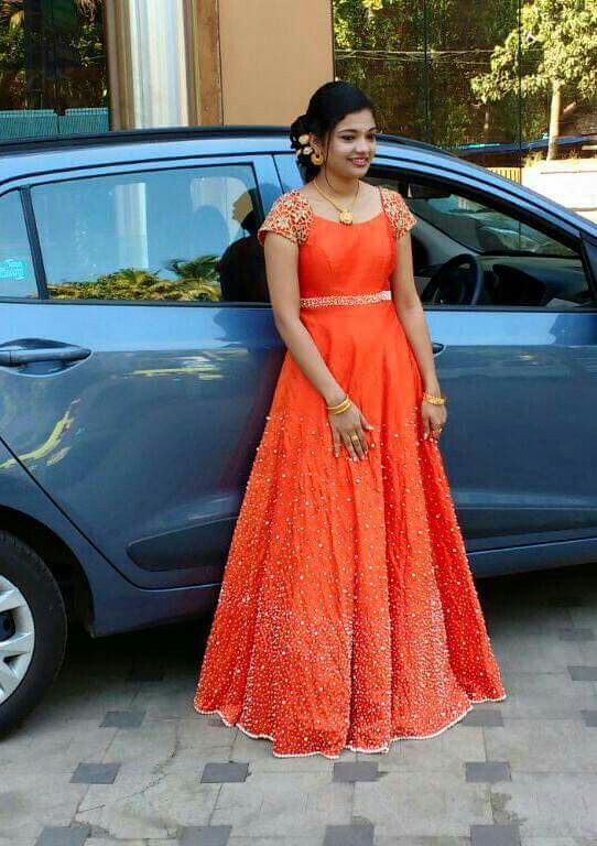 Orange Designer Gown