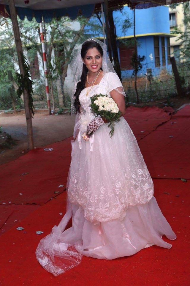 White Netted Christian Gown
