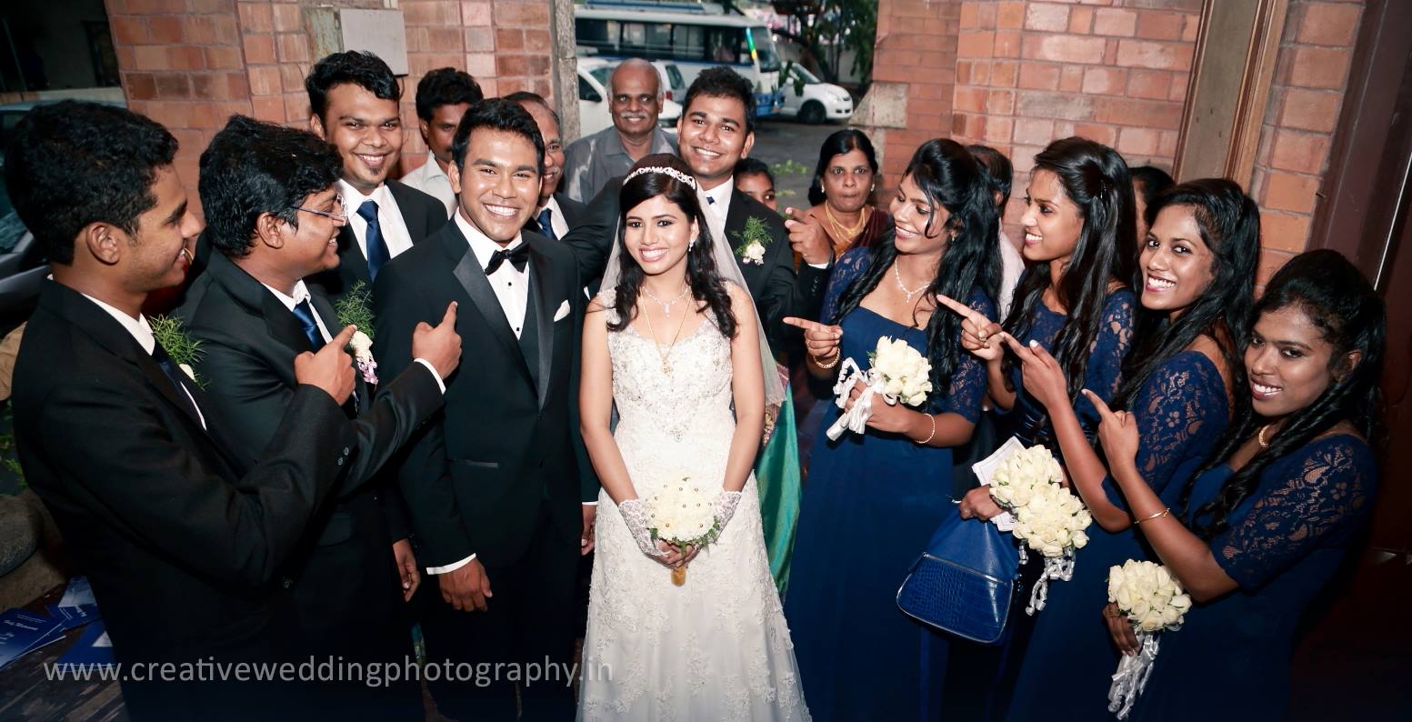 Christian Bride's white Gown with Bride's Maid