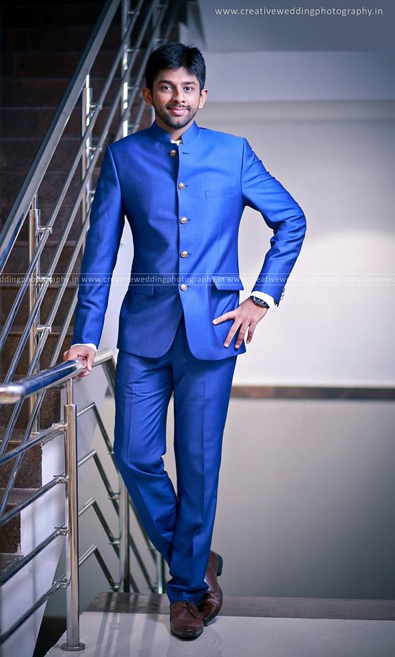 Plain Royal Blue Indo western suit