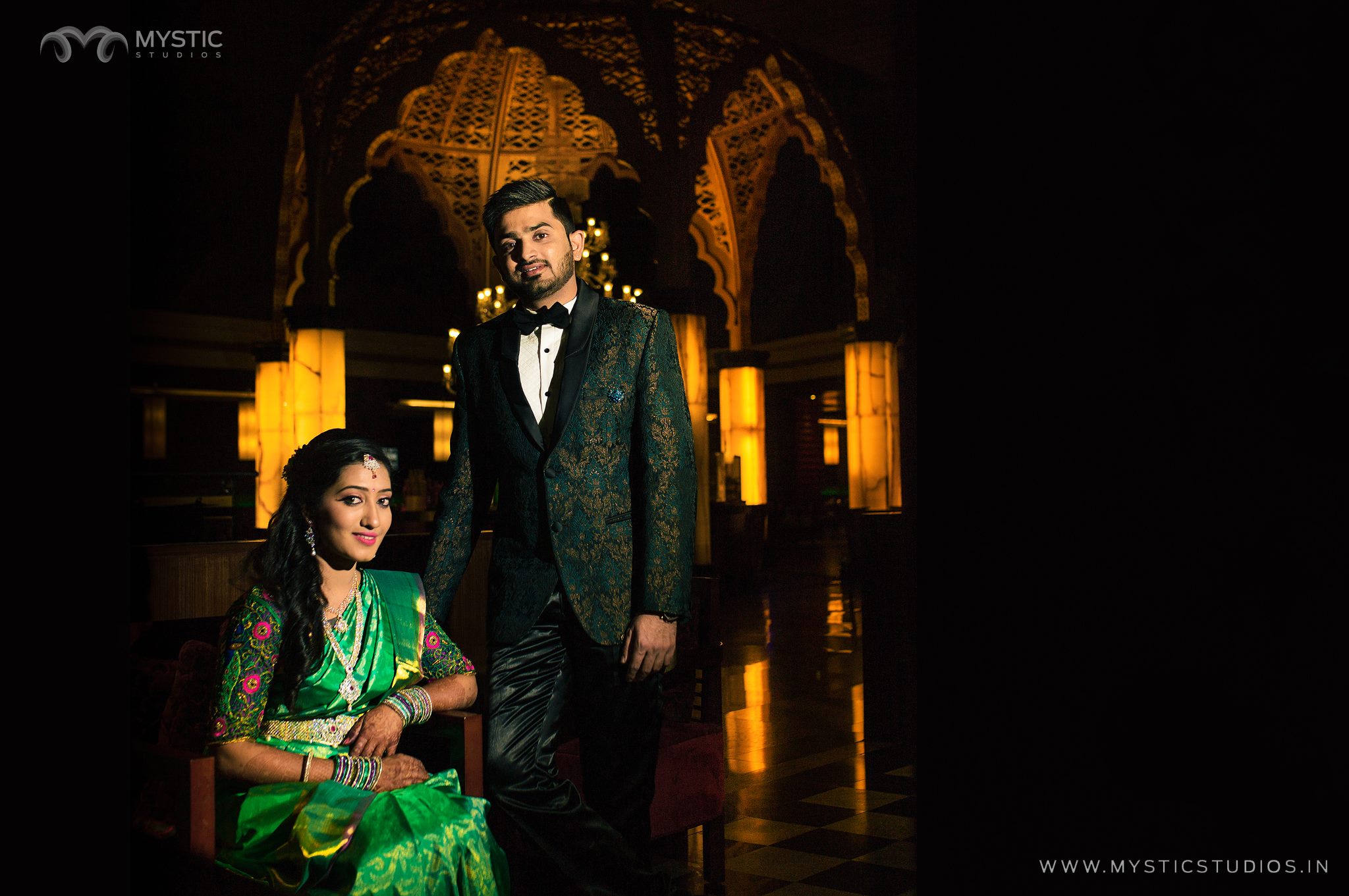 Green with Gold Sherwani