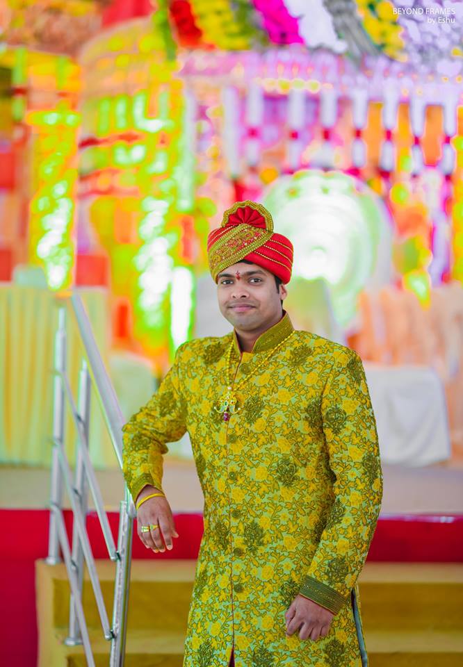 Green Sherwani with sandal turban