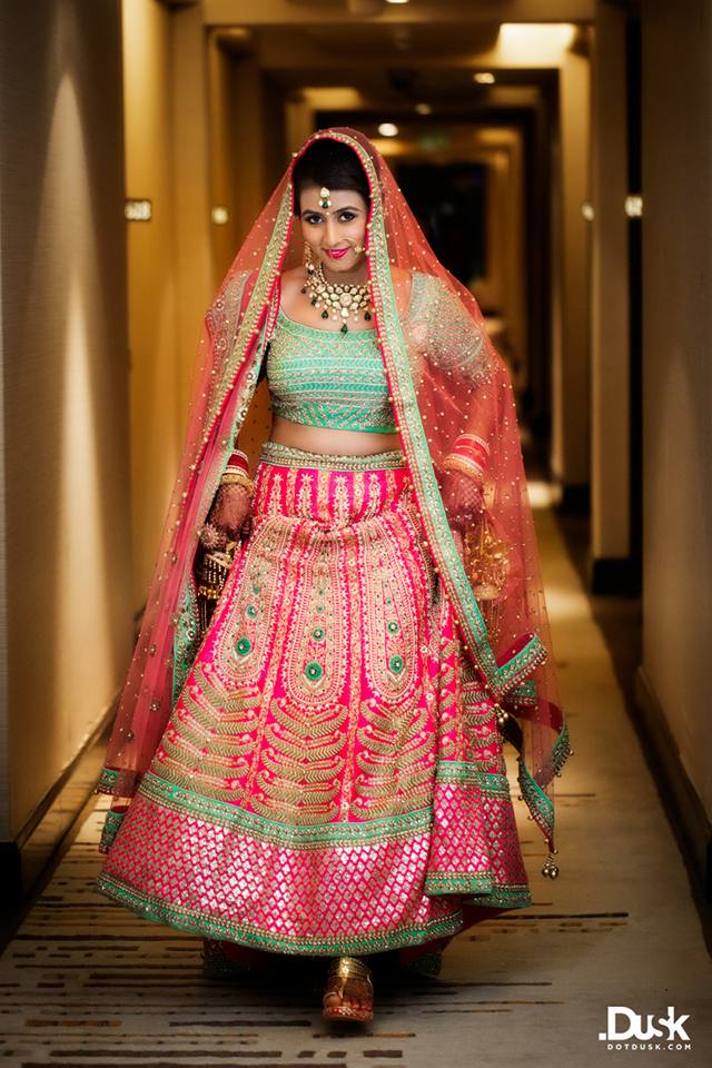 Blue with Pink Designer Lehenga