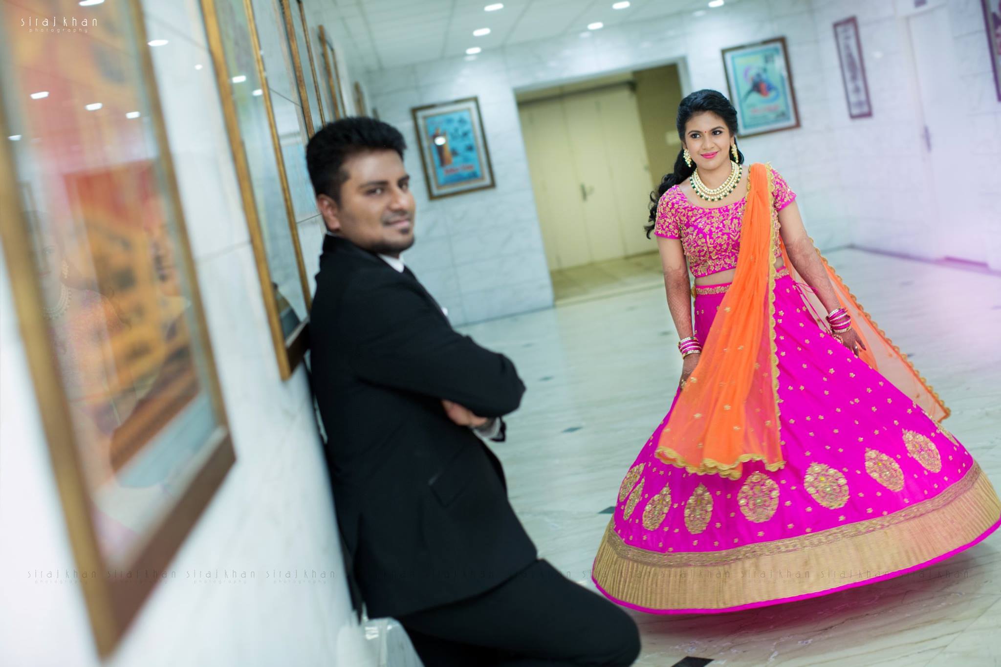 Pink with orange Designer bridal lehenga