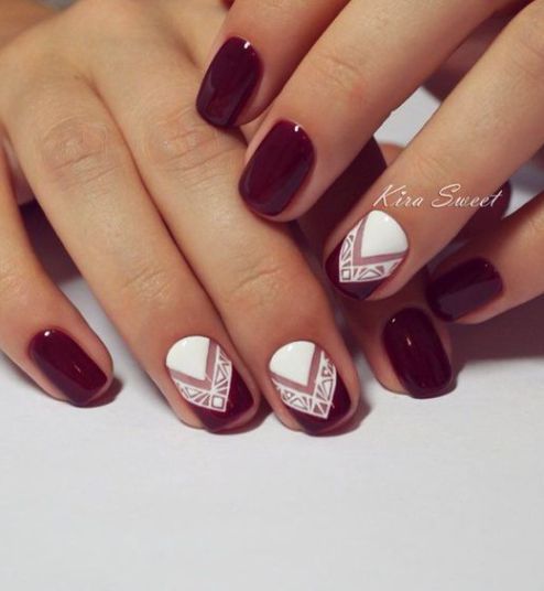 Brown with White Nail Art