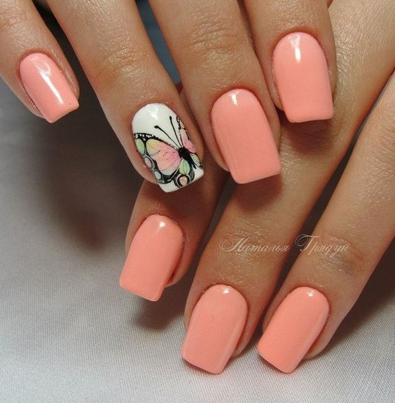 Butterfly Pink Nail Art