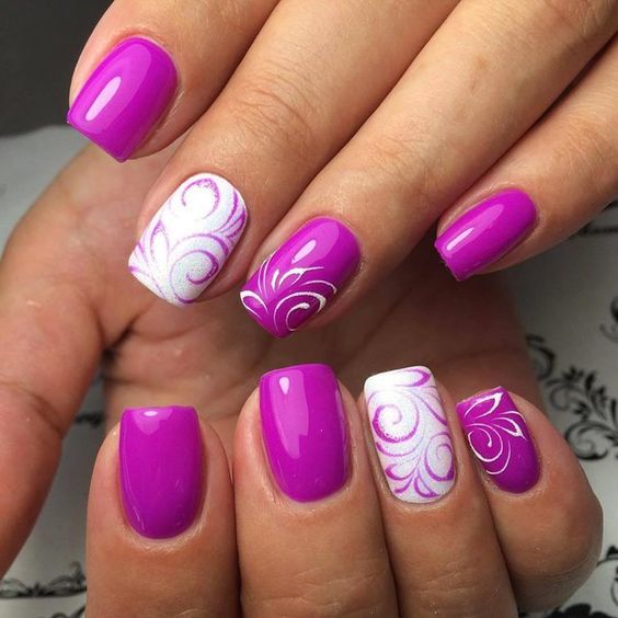 Trendy Violet Simple Nail Art