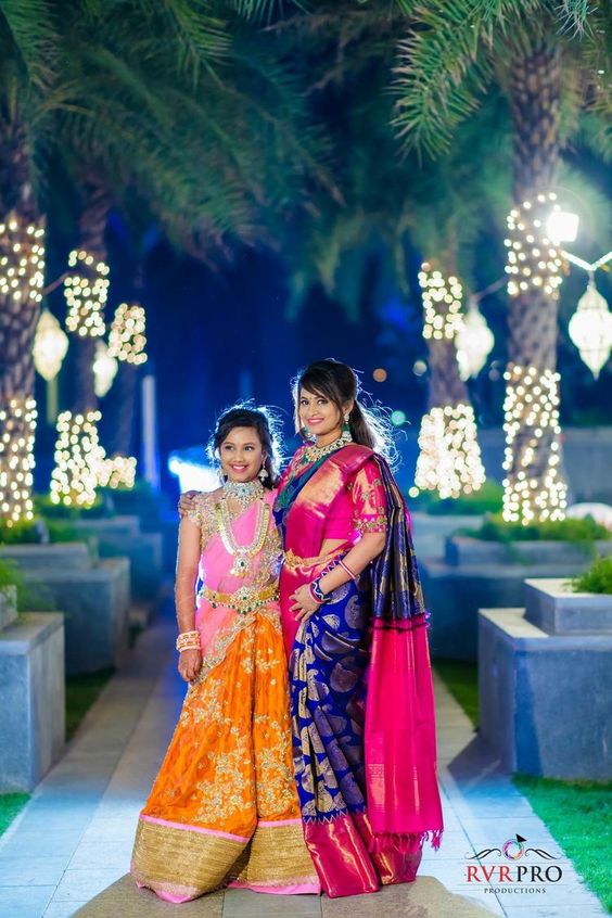 Royal Blue Saree with Pink Border