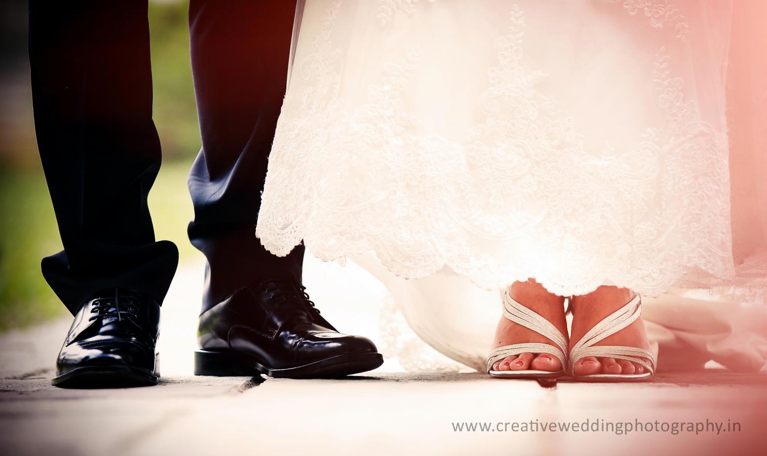 White three strip Bridal Heels