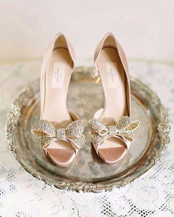 Stone Bow Bridal Heels